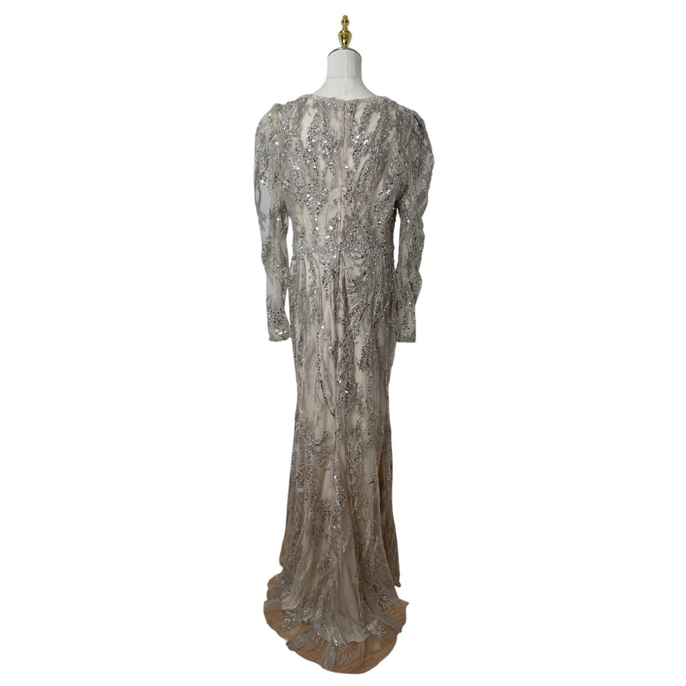 Mac Duggal‎ 20349 Mocha Embroidered Beaded Sequins Long Sleeve Gown Size 12 $998 - Picture 7 of 8